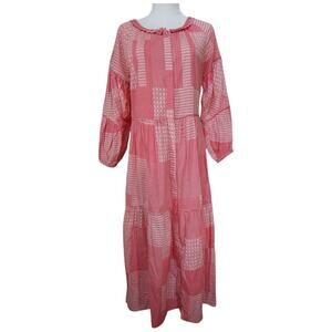 FLANNEL America Long Sleeves Tiered Cotton Midi Dress Size 1/S